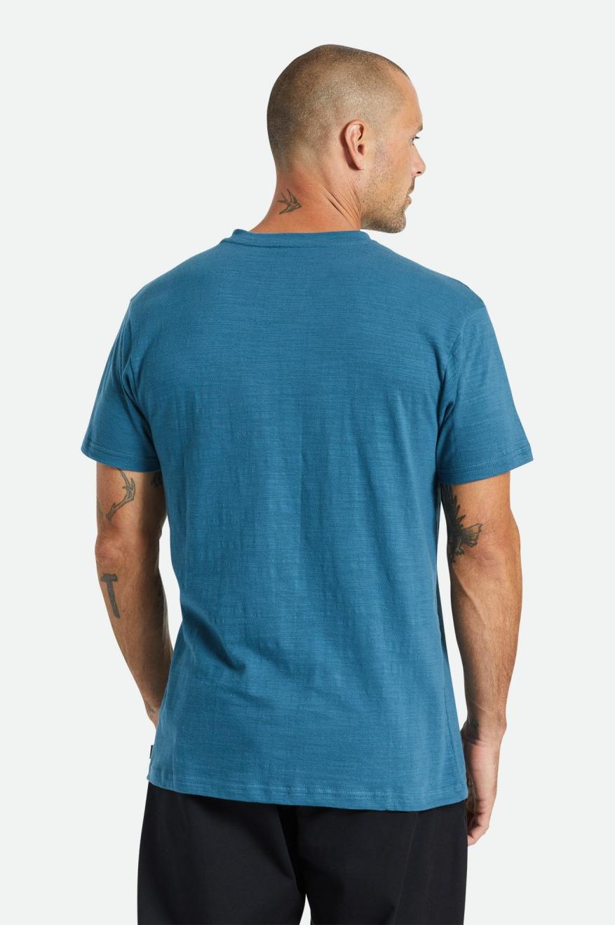 Brixton Basic Slub S/S Henley Men's Knitwear Turquoise | 416SBNHZE