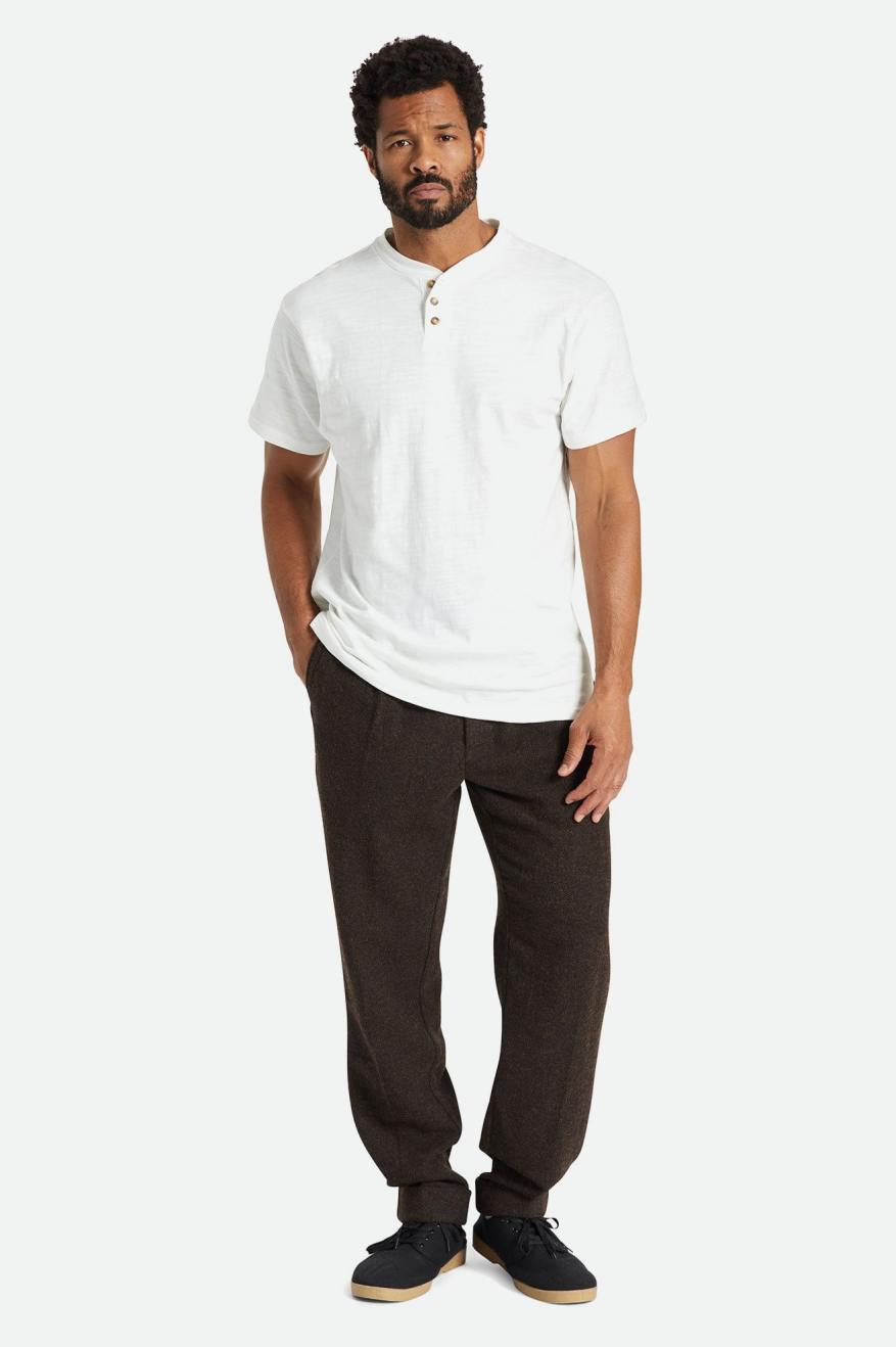 Brixton Basic Slub S/S Henley Men's Knitwear White | 560YQTLFO