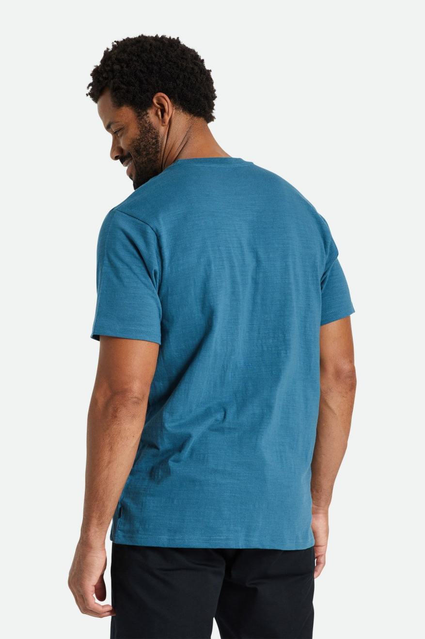 Brixton Basic Slub S/S Pocket Men's Knitwear Turquoise | 807UJZSKA