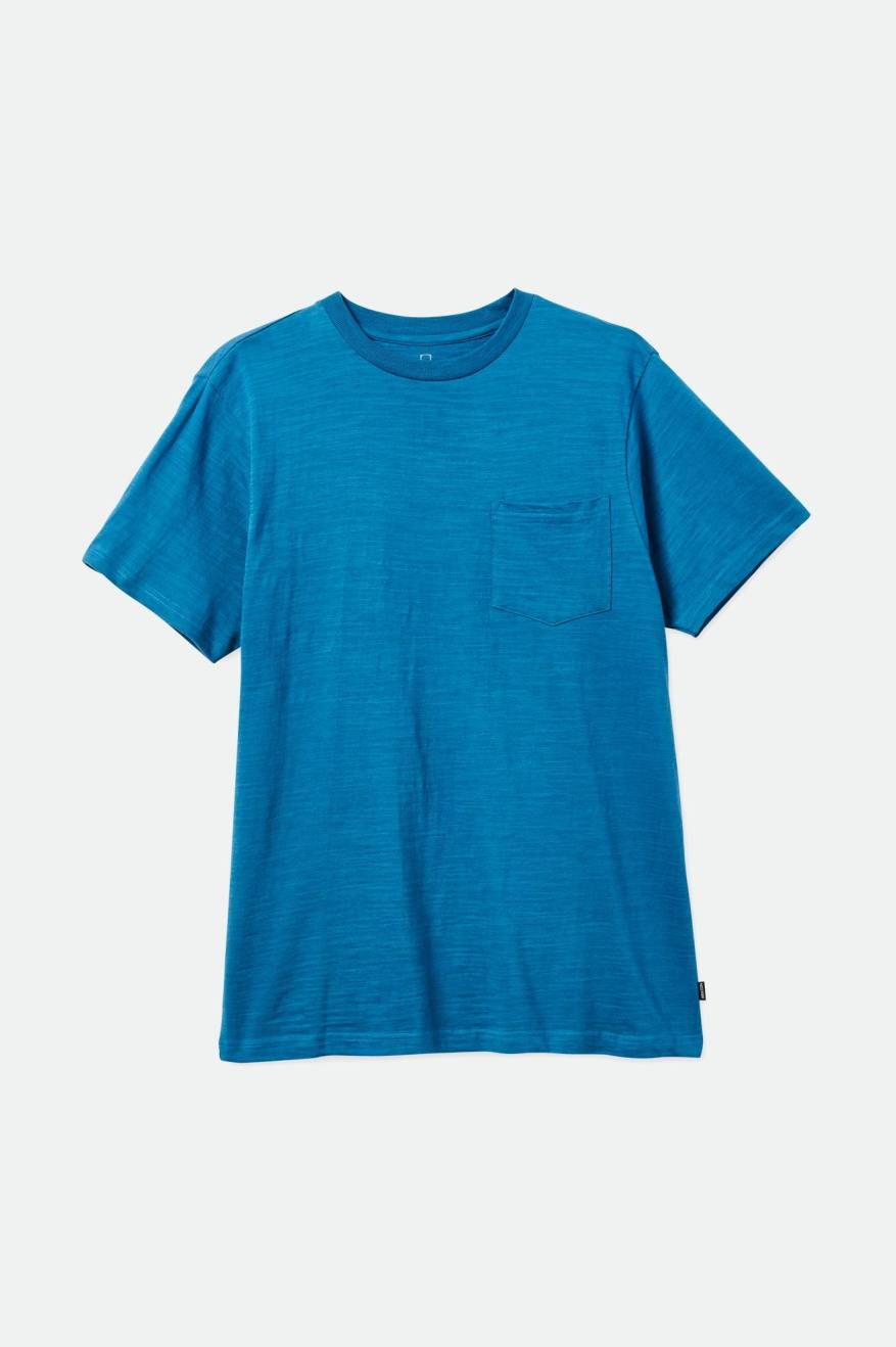 Brixton Basic Slub S/S Pocket Men's Knitwear Turquoise | 807UJZSKA