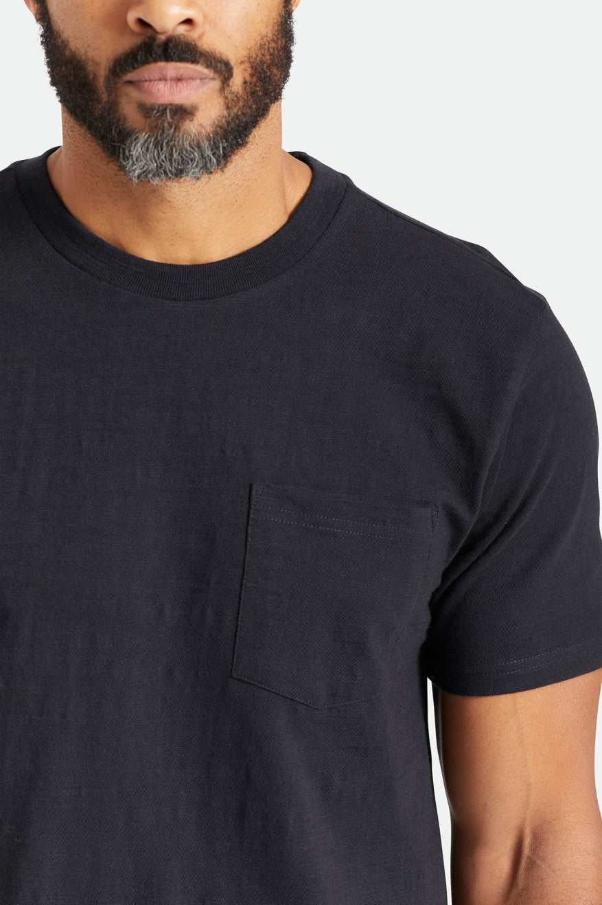 Brixton Basic Slub S/S Pocket Men's Tops Black | 348UCTOWP