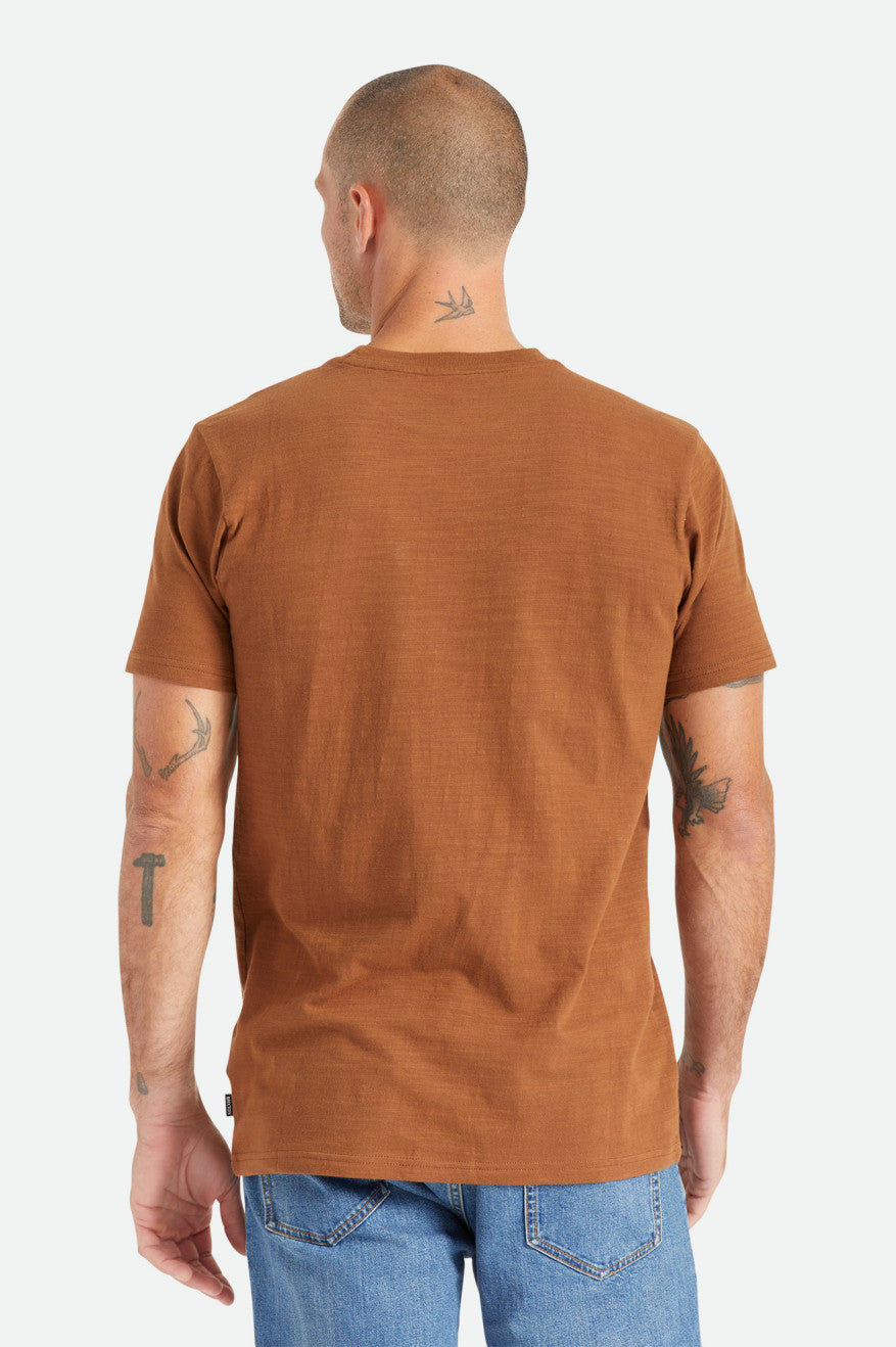 Brixton Basic Slub S/S Pocket Men's Tops Brown | 354QNRJMZ