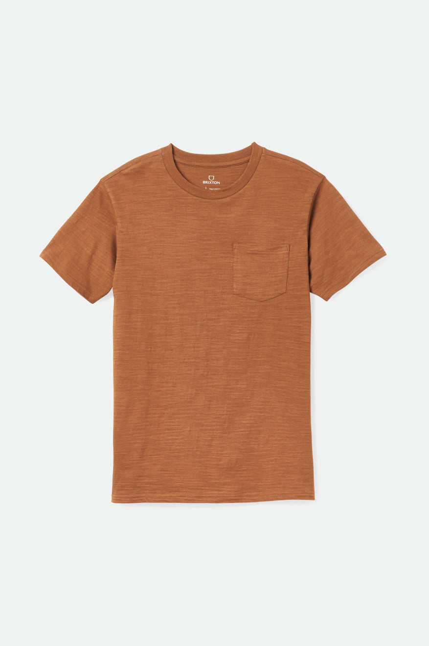 Brixton Basic Slub S/S Pocket Men's Tops Brown | 354QNRJMZ