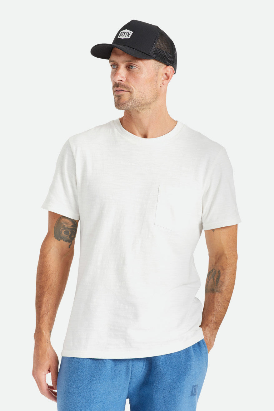 Brixton Basic Slub S/S Pocket Men\'s Tops White | 932KNPTMX