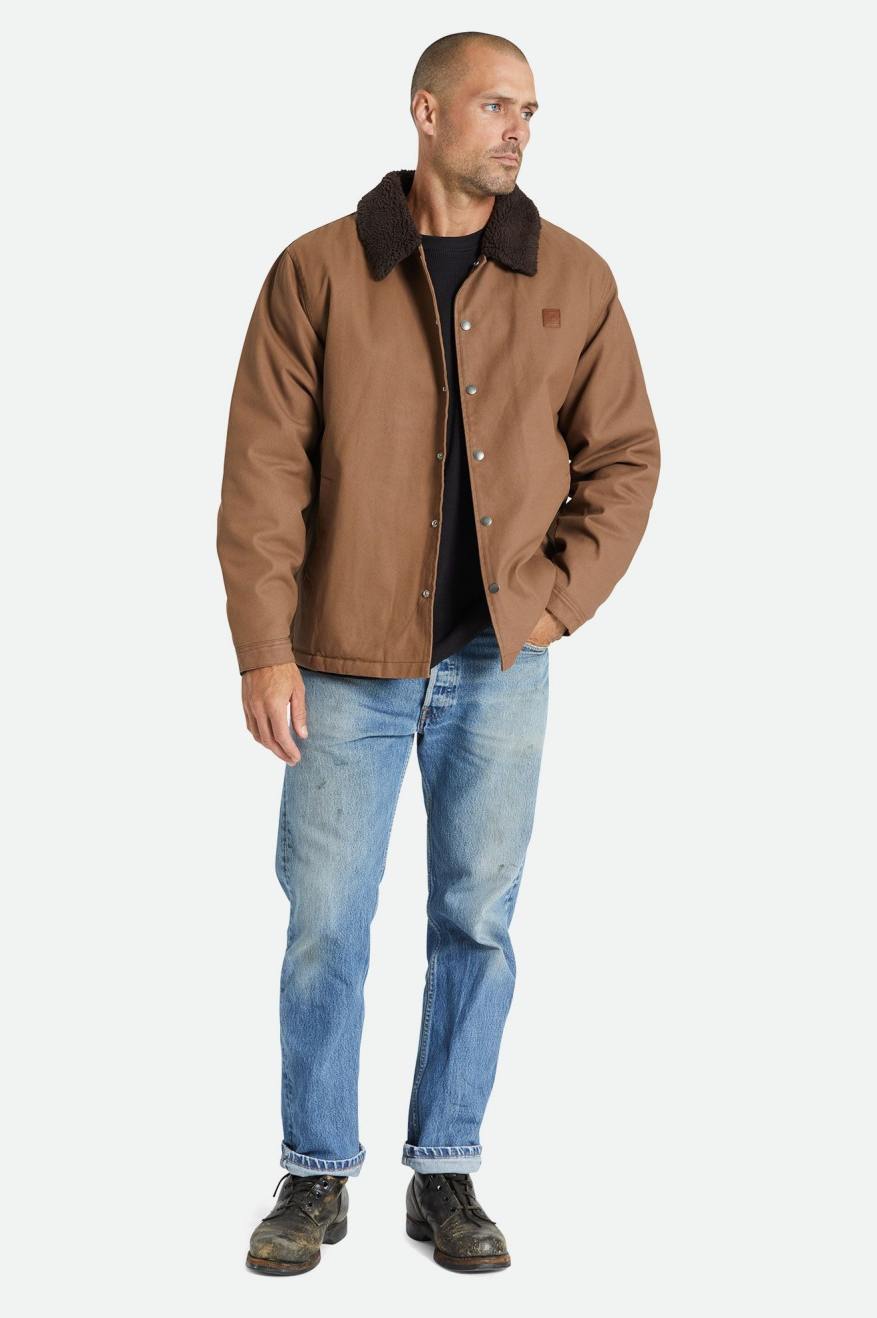 Brixton Beta Sherpa Lined Coaches Men's Jackets Brown | 745FHCARL