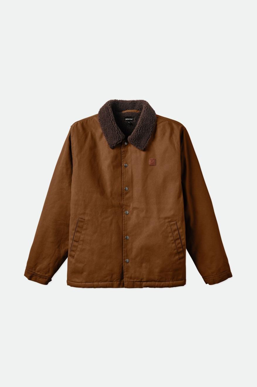 Brixton Beta Sherpa Lined Coaches Men's Jackets Brown | 745FHCARL