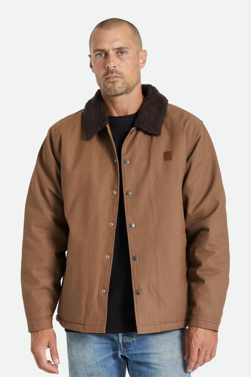 Brixton Beta Sherpa Lined Coaches Men\'s Jackets Brown | 745FHCARL