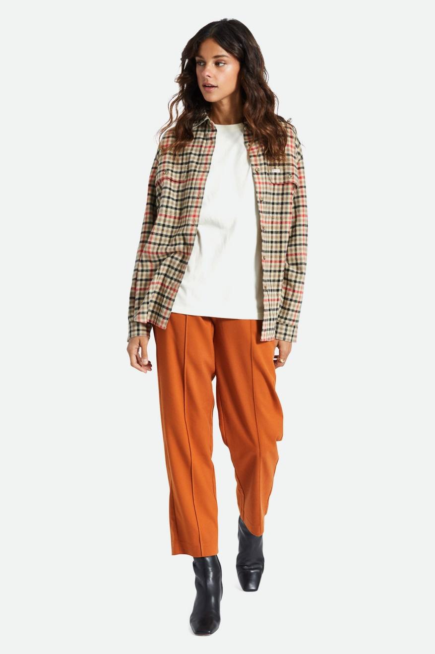 Brixton Bowery Boyfriend L/S Women's Flannels Light Yellow | 781RYDQUH