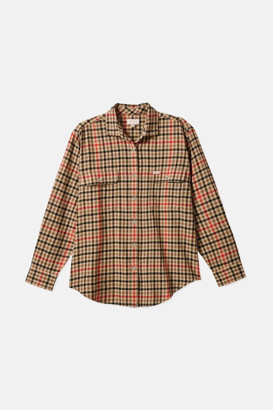 Brixton Bowery Boyfriend L/S Women's Flannels Light Yellow | 781RYDQUH