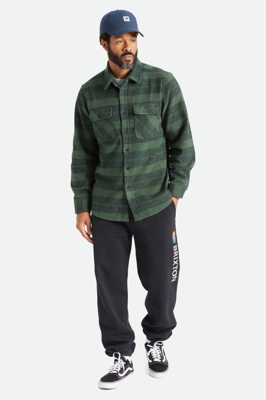 Brixton Bowery Heavy Weight L/S Men's Flannels Green | 104FBAYDC