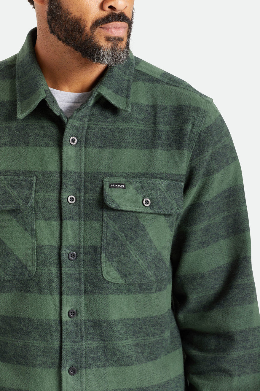 Brixton Bowery Heavy Weight L/S Men's Flannels Green | 104FBAYDC