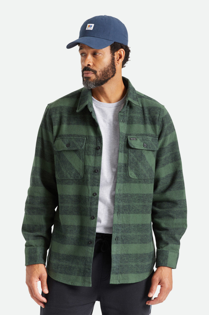 Brixton Bowery Heavy Weight L/S Men's Flannels Green | 104FBAYDC