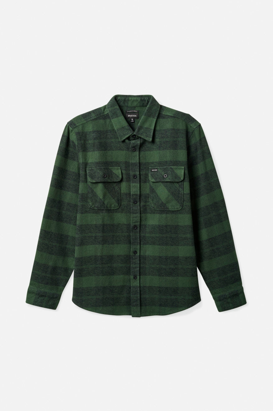 Brixton Bowery Heavy Weight L/S Men's Flannels Green | 104FBAYDC