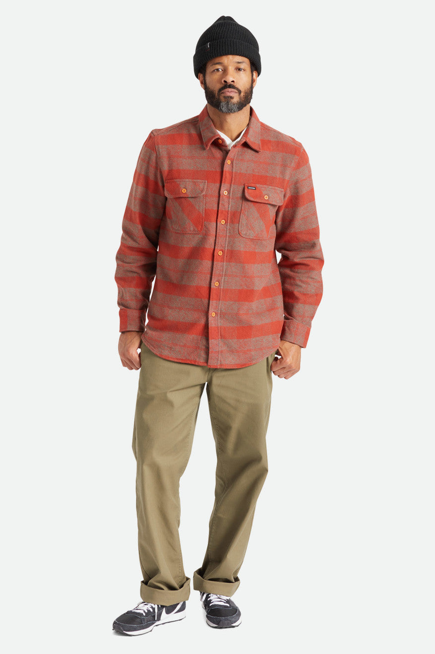 Brixton Bowery Heavy Weight L/S Men's Flannels Red | 265PQXYAE