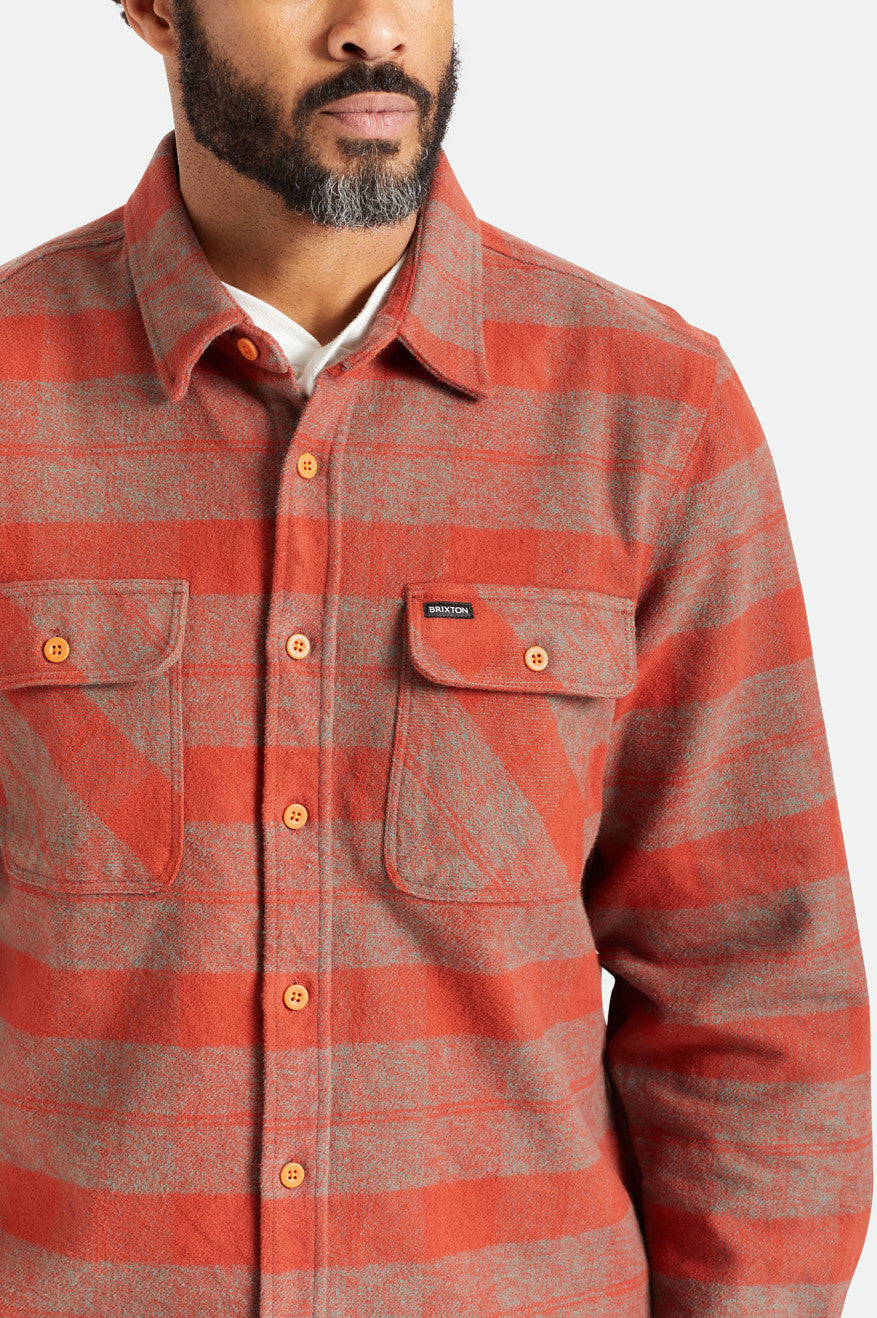 Brixton Bowery Heavy Weight L/S Men's Flannels Red | 265PQXYAE