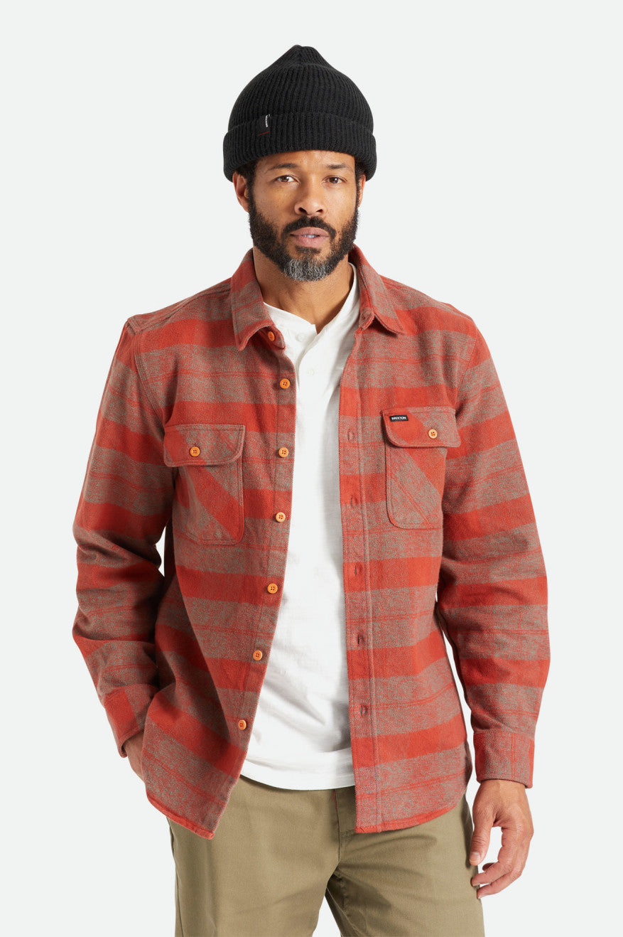 Brixton Bowery Heavy Weight L/S Men's Flannels Red | 265PQXYAE