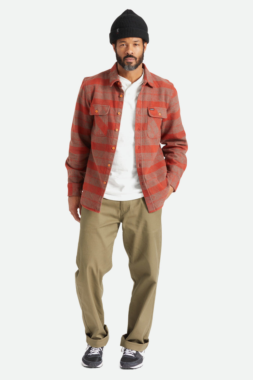 Brixton Bowery Heavy Weight L/S Men's Flannels Red | 265PQXYAE