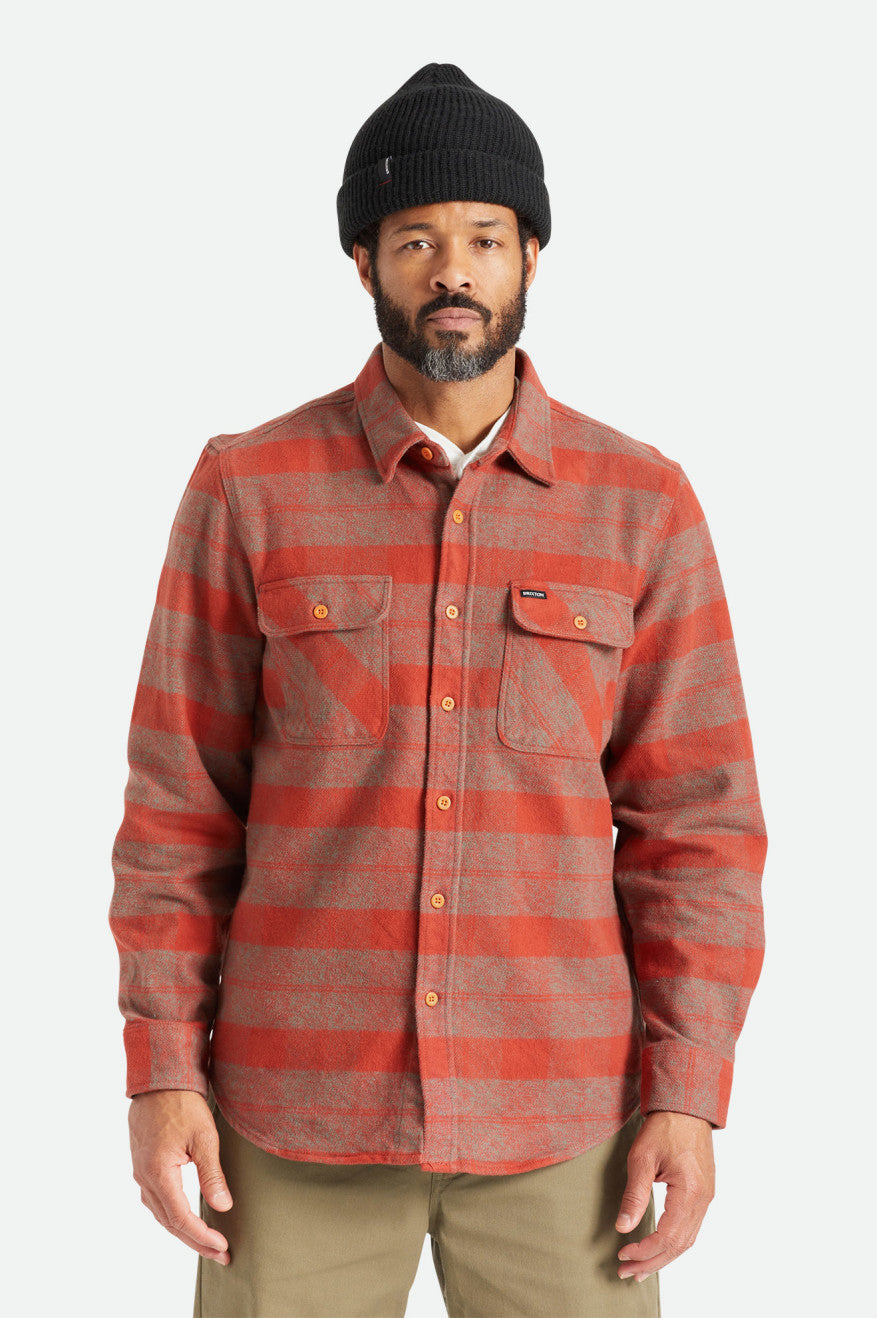 Brixton Bowery Heavy Weight L/S Men\'s Flannels Red | 265PQXYAE