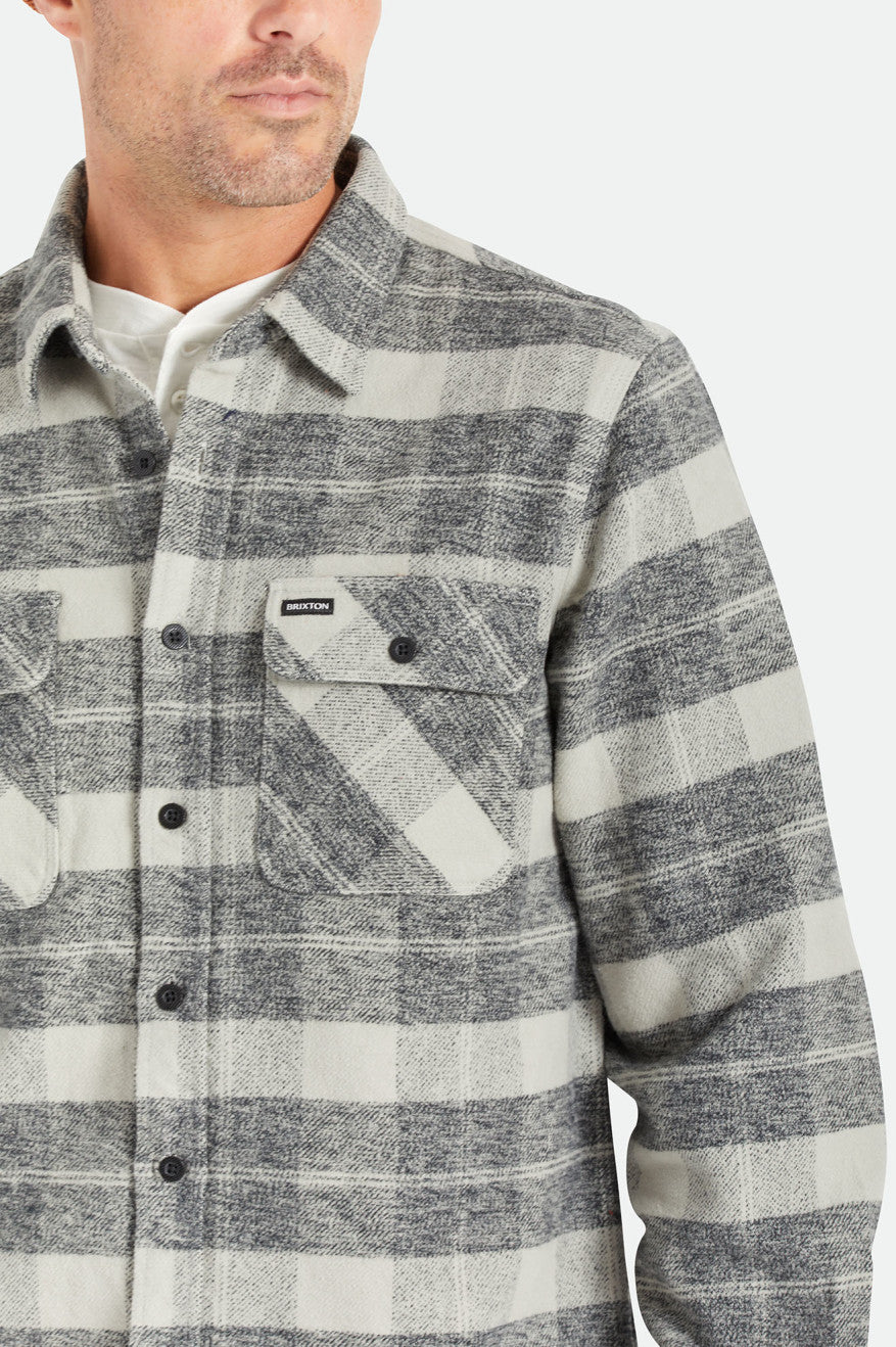 Brixton Bowery Heavy Weight L/S Men's Flannels Black / Grey | 492OHXGRQ