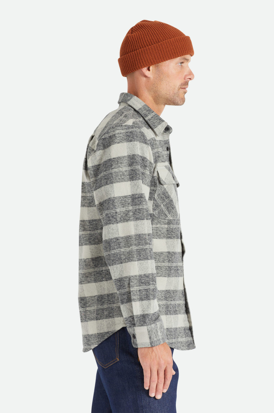 Brixton Bowery Heavy Weight L/S Men's Flannels Black / Grey | 492OHXGRQ