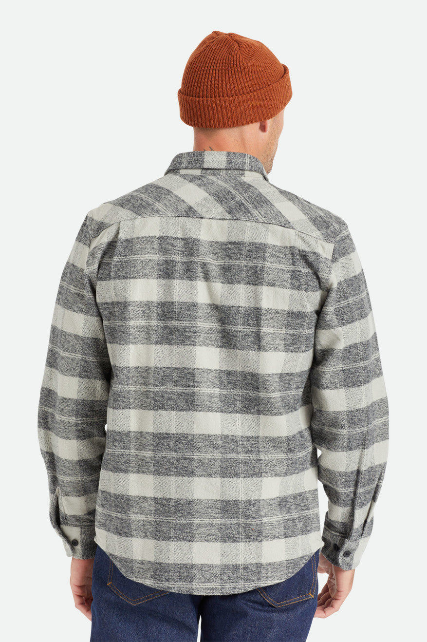 Brixton Bowery Heavy Weight L/S Men's Flannels Black / Grey | 492OHXGRQ