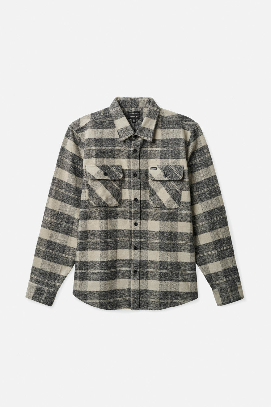 Brixton Bowery Heavy Weight L/S Men's Flannels Black / Grey | 492OHXGRQ