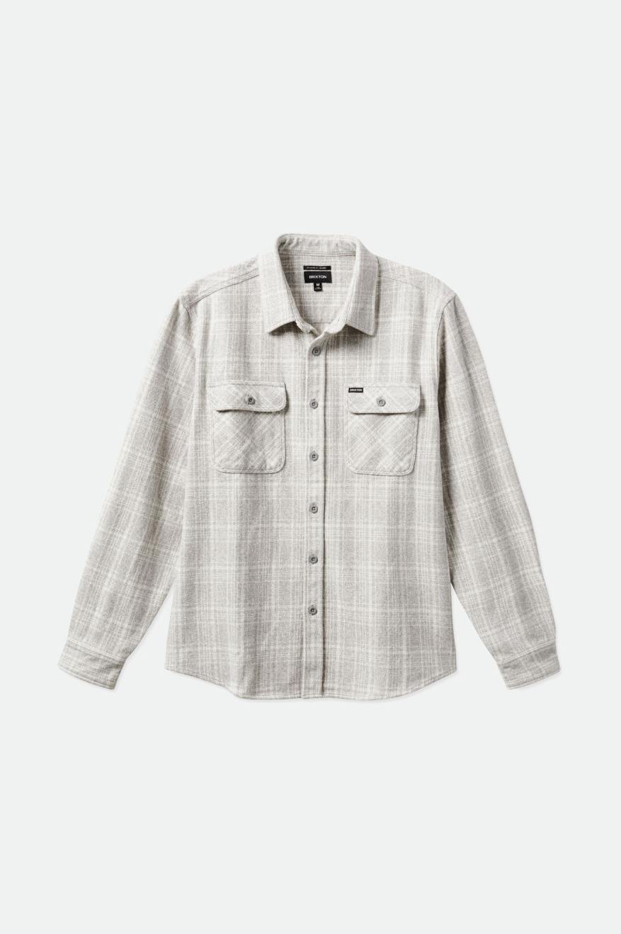 Brixton Bowery Heavy Weight L/S Men's Flannels Grey / White | 903UDQMBL