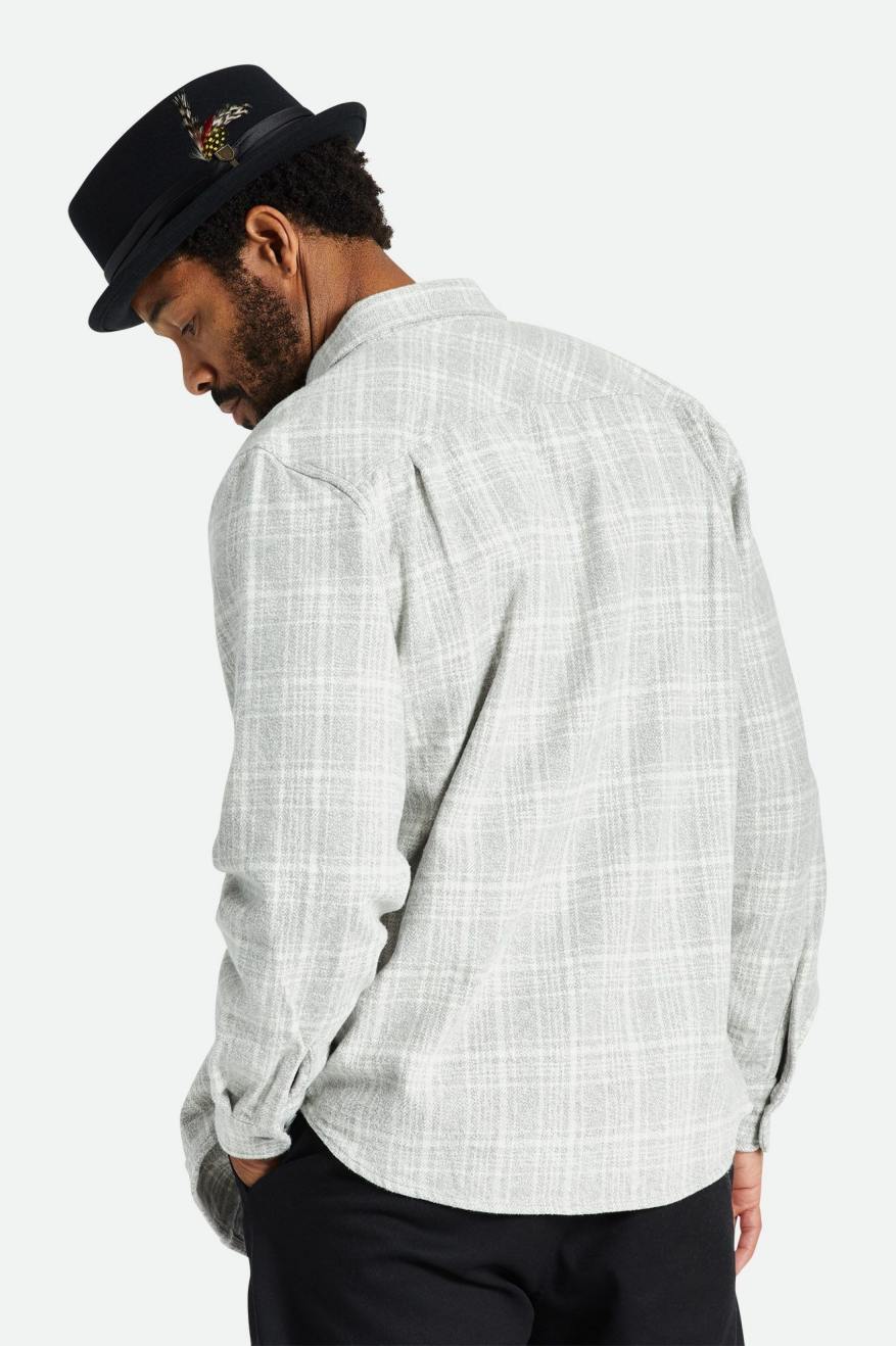 Brixton Bowery Heavy Weight L/S Men's Wovens Grey / White | 795BANIWG