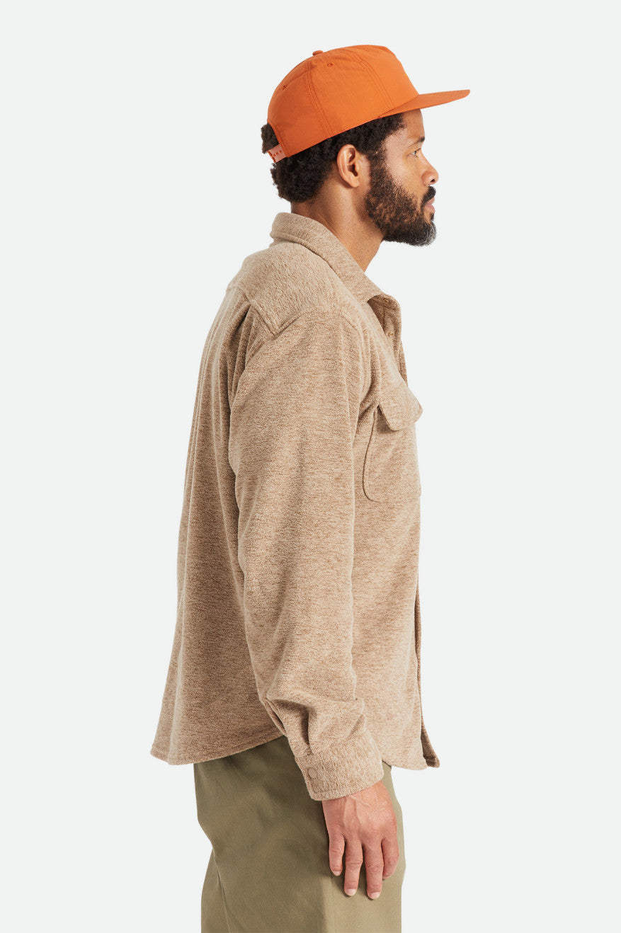 Brixton Bowery L/S Arctic Stretch Fleece Men's Flannels Beige | 016QTKXEL