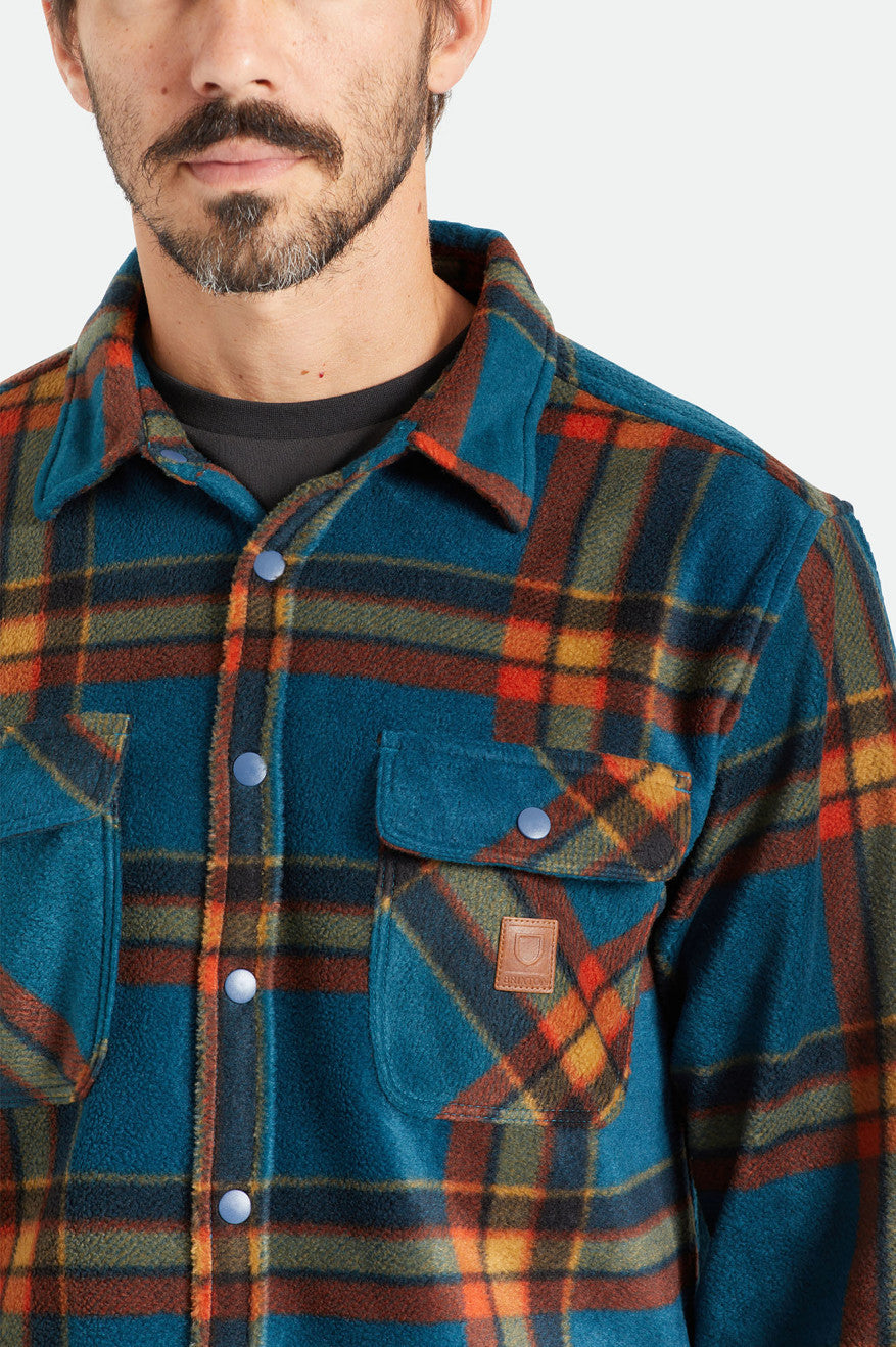 Brixton Bowery L/S Arctic Stretch Fleece Men's Flannels Deep Blue | 378UQLIBF