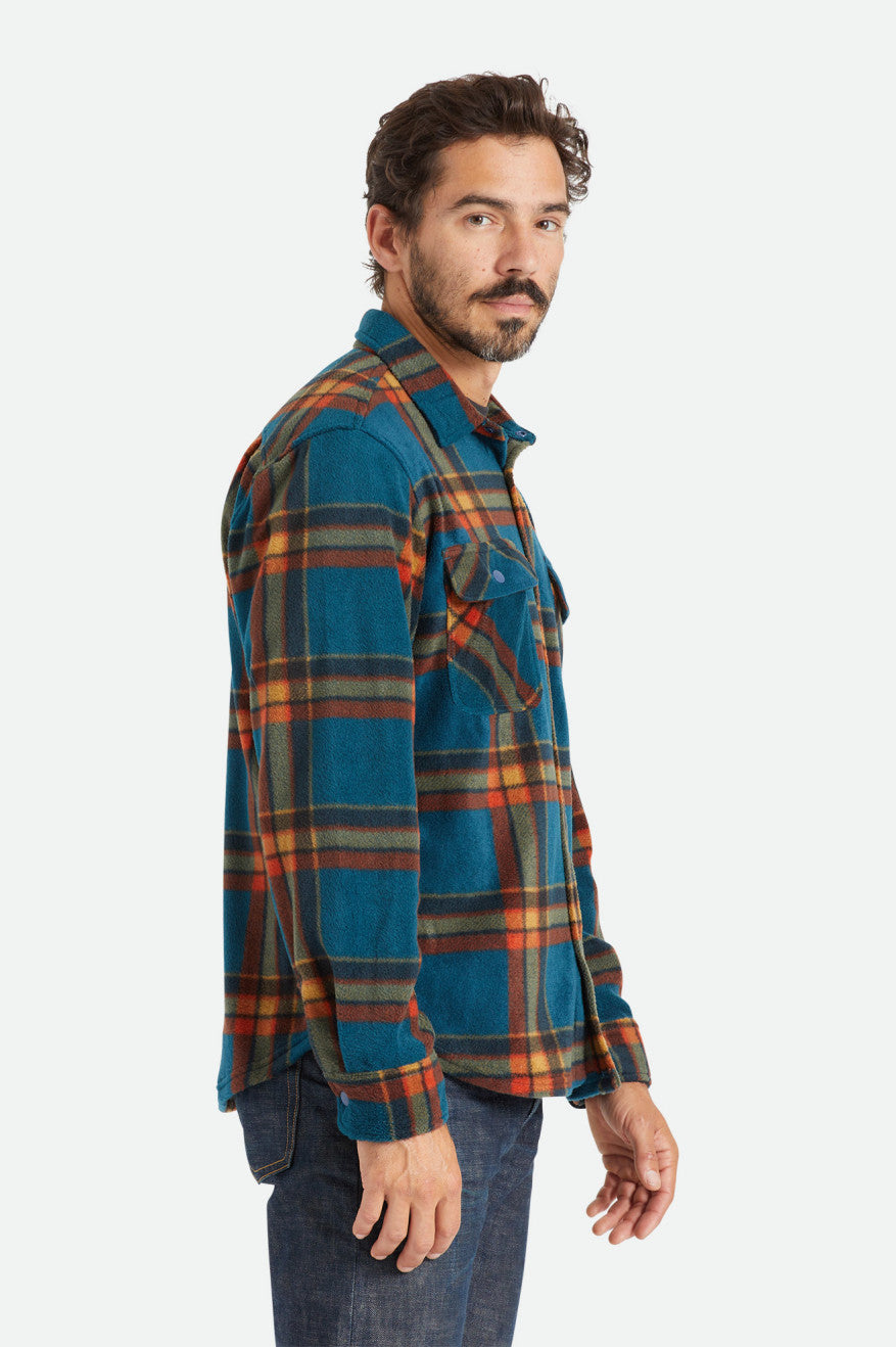 Brixton Bowery L/S Arctic Stretch Fleece Men's Flannels Deep Blue | 378UQLIBF