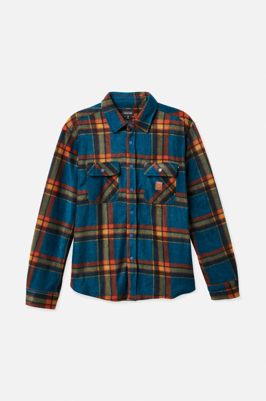 Brixton Bowery L/S Arctic Stretch Fleece Men's Flannels Deep Blue | 378UQLIBF