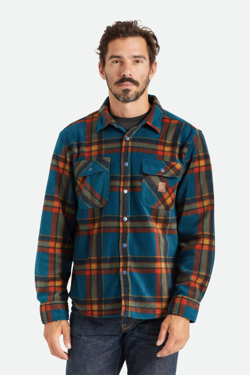 Brixton Bowery L/S Arctic Stretch Fleece Men\'s Flannels Deep Blue | 378UQLIBF