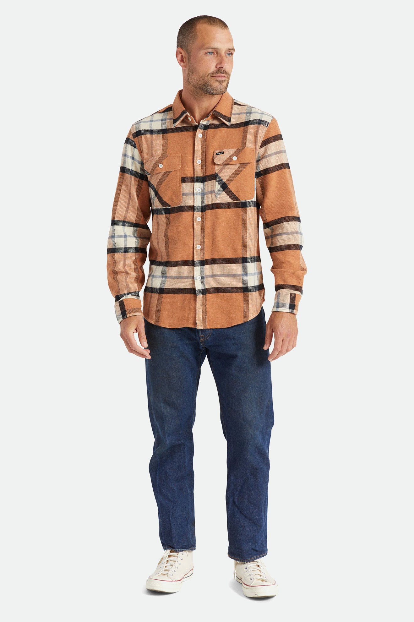 Brixton Bowery L/S Men's Flannels Beige | 943SDAQTC