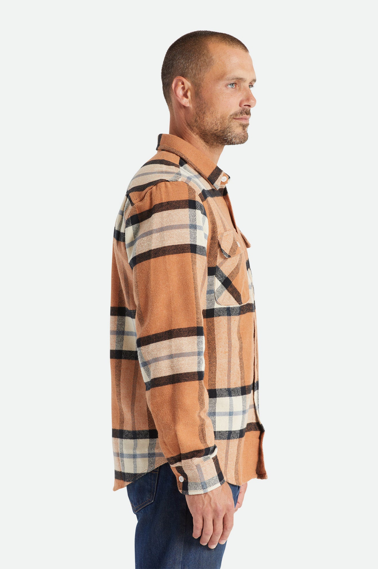 Brixton Bowery L/S Men's Flannels Beige | 943SDAQTC