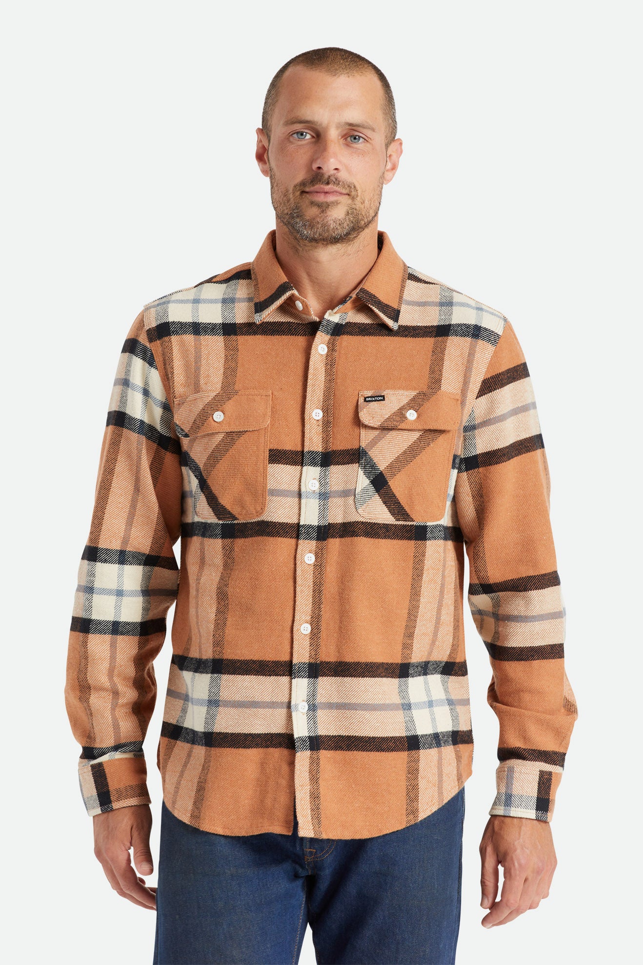 Brixton Bowery L/S Men\'s Flannels Beige | 943SDAQTC