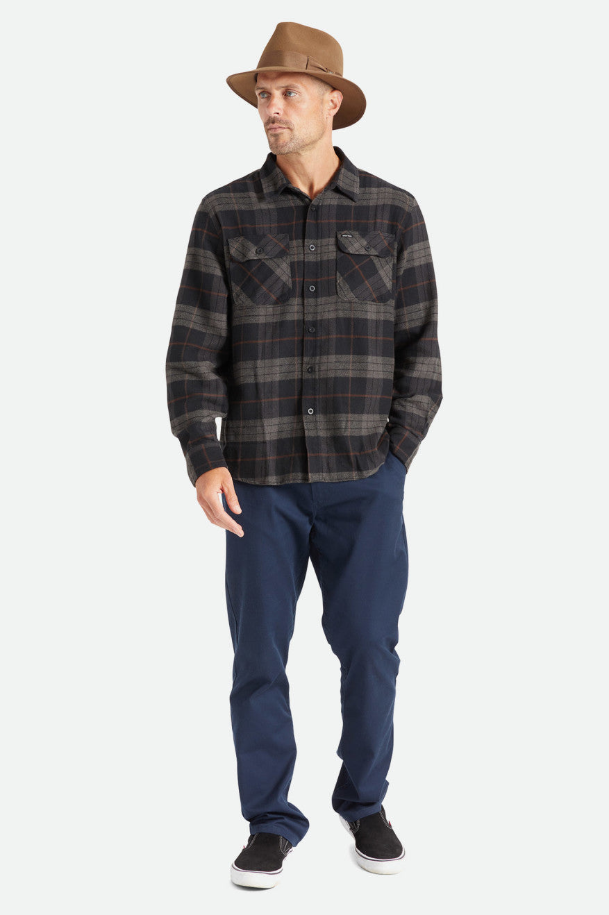 Brixton Bowery L/S Men's Flannels Black / Grey | 430PLWAJR