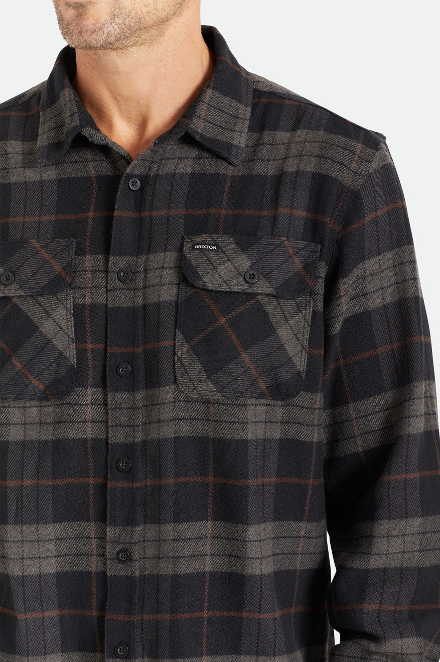 Brixton Bowery L/S Men's Flannels Black / Grey | 430PLWAJR