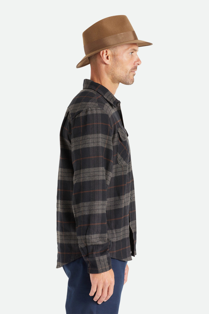 Brixton Bowery L/S Men's Flannels Black / Grey | 430PLWAJR