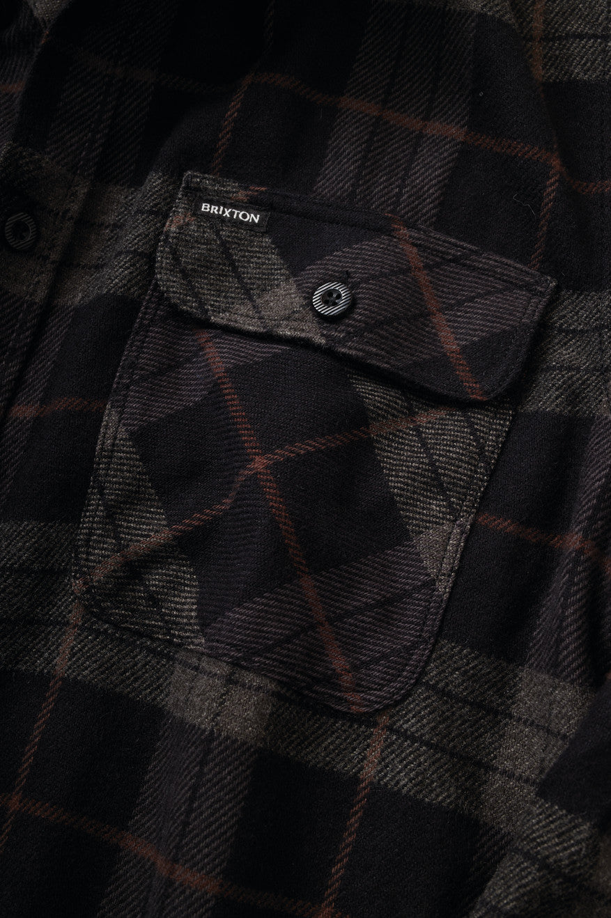 Brixton Bowery L/S Men's Flannels Black / Grey | 430PLWAJR