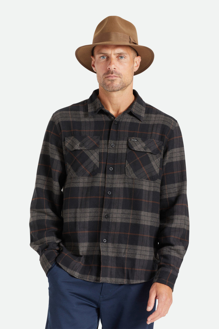 Brixton Bowery L/S Men\'s Flannels Black / Grey | 430PLWAJR