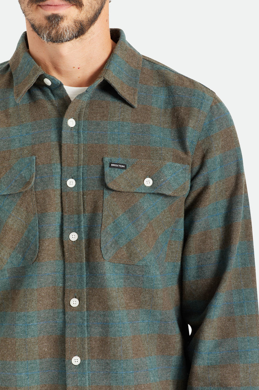 Brixton Bowery L/S Men's Flannels Blue | 703LHSAVT