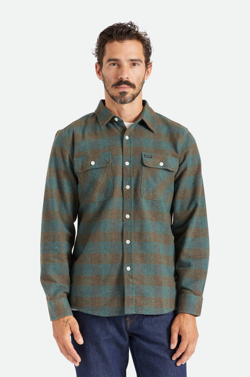 Brixton Bowery L/S Men\'s Flannels Blue | 703LHSAVT