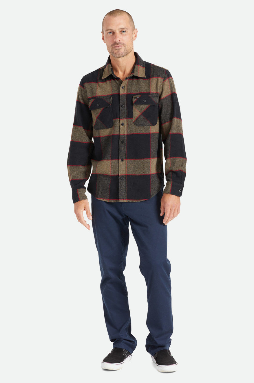 Brixton Bowery L/S Men's Flannels Grey | 627VBHSGQ