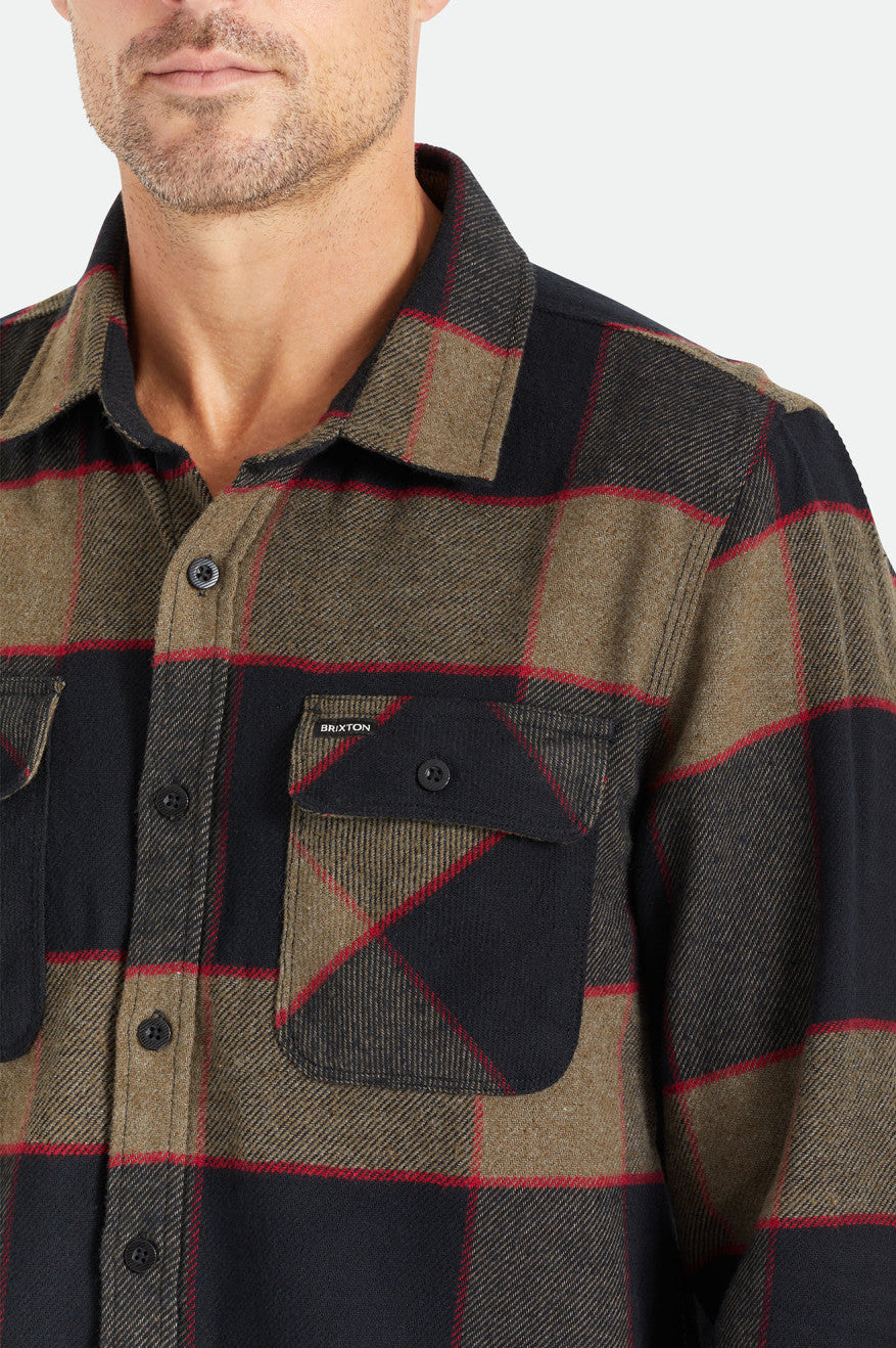 Brixton Bowery L/S Men's Flannels Grey | 627VBHSGQ