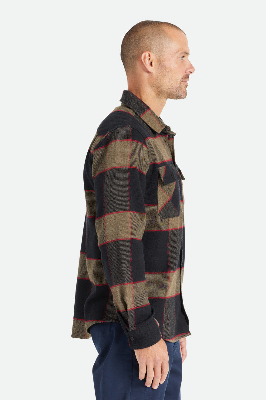 Brixton Bowery L/S Men's Flannels Grey | 627VBHSGQ