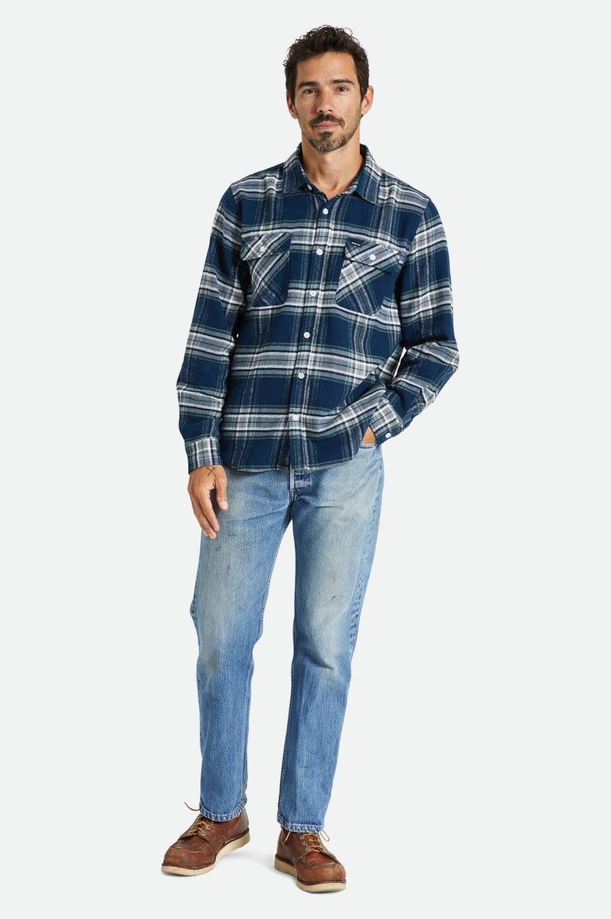 Brixton Bowery L/S Men's Flannels Grey | 719PAHBZD