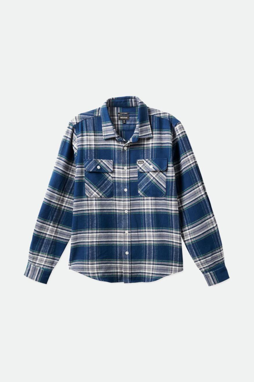 Brixton Bowery L/S Men's Flannels Grey | 719PAHBZD