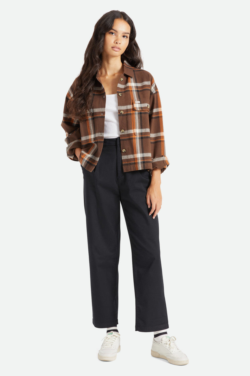 Brixton Bowery L/S Women's Flannels Brown | 219JZVNGD