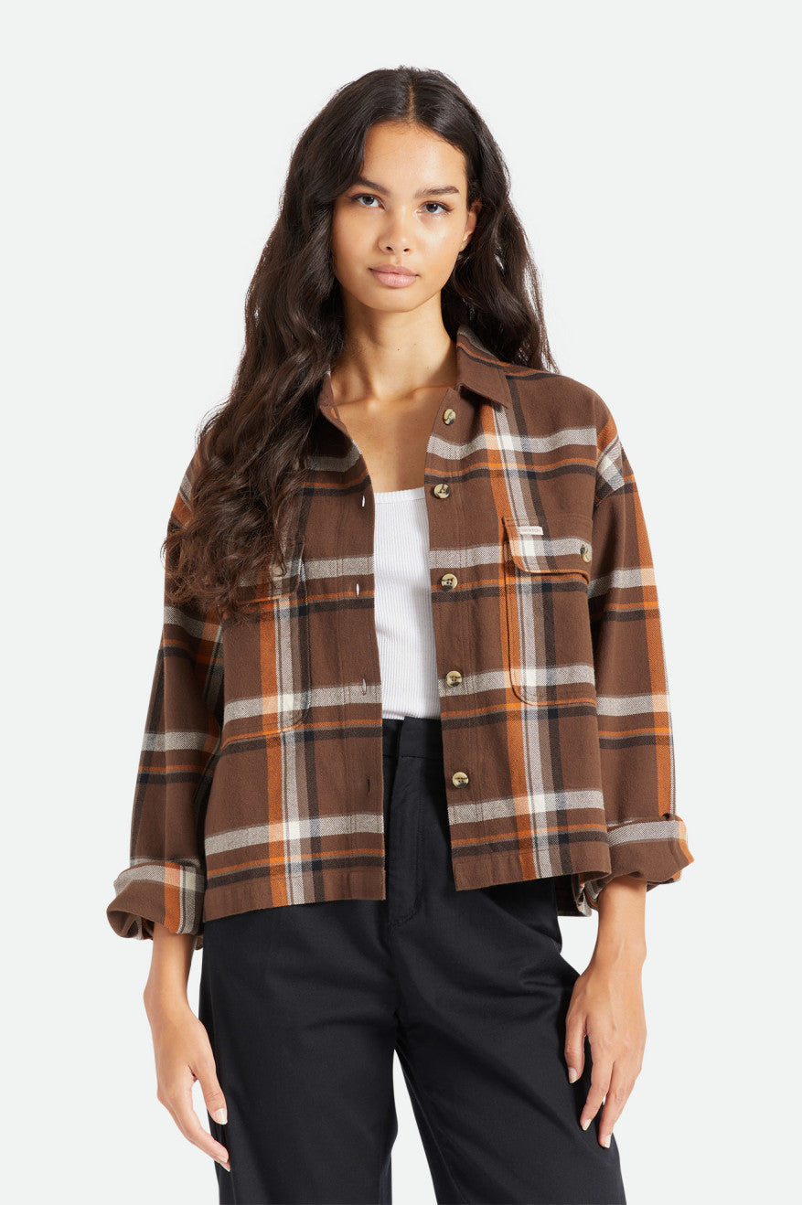 Brixton Bowery L/S Women's Flannels Brown | 219JZVNGD